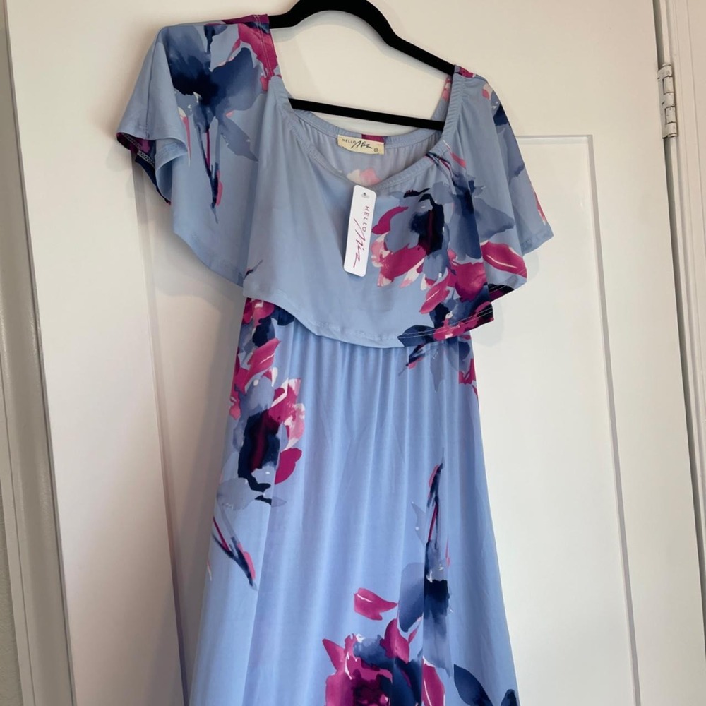 Hello Miz Blue Floral Maternity Maxi Dress — Small — NWT - Picture 4 of 5